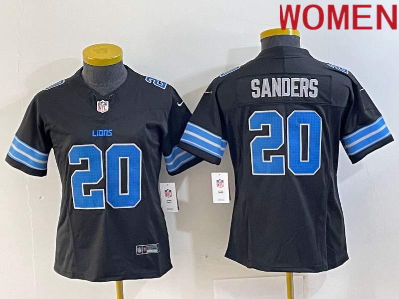 Women Detroit Lions #20 Sanders Black Three generations 2024 Nike Vapor F.U.S.E. Limited NFL Jersey->youth nfl jersey->Youth Jersey